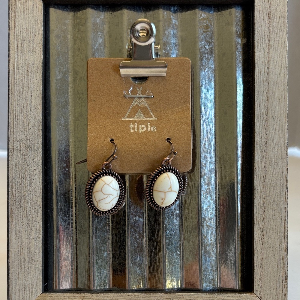 Tipi White and Brown Earrings